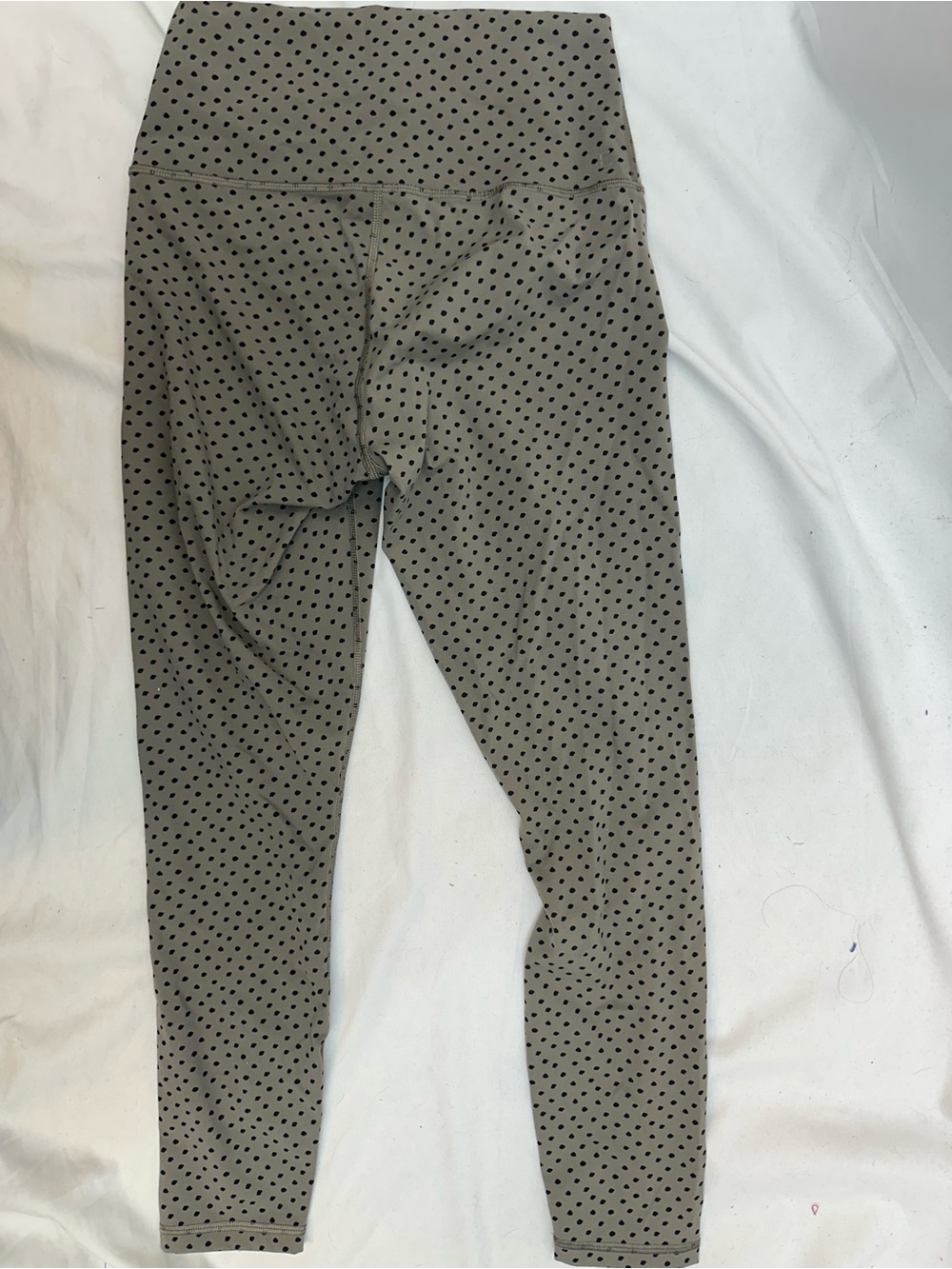 Everlane Army Green Leggings with Black Polka Dots S - Picture 3 of 4